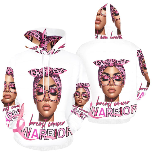 BREAST CANCER AWARENESS ALL OVER WHITE HOODIE