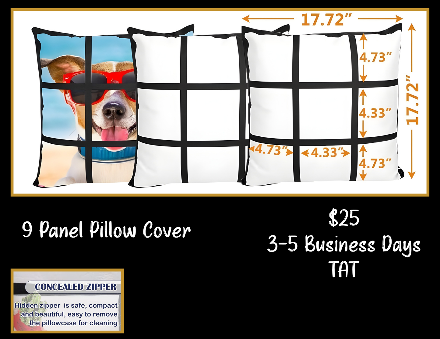 9-Panel Photo Pillow Cover