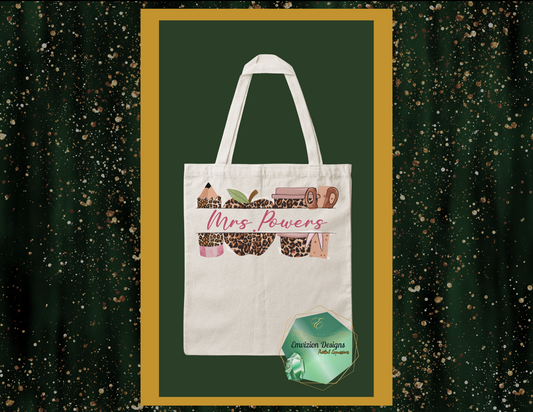 Custom Name Teacher Tote Bag