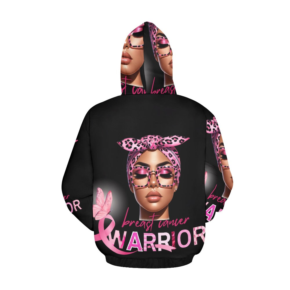 BREAST CANCER AWARENESS ALL OVER BLACK HOODIE