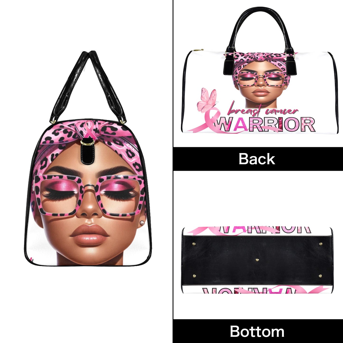 BREAST CANCER AWARENESS BLACK DUFFEL BAG