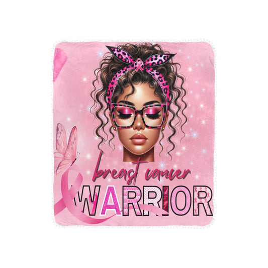 BREAST CANCER AWARENESS  POM POM BLANKET
