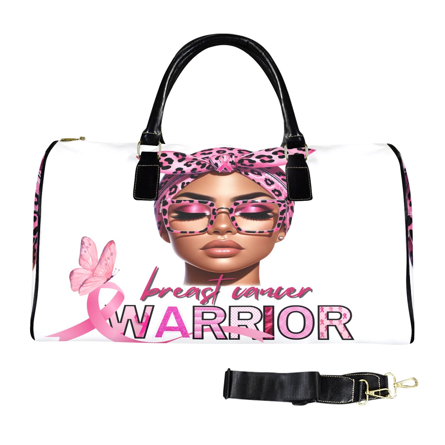 BREAST CANCER AWARENESS BLACK DUFFEL BAG
