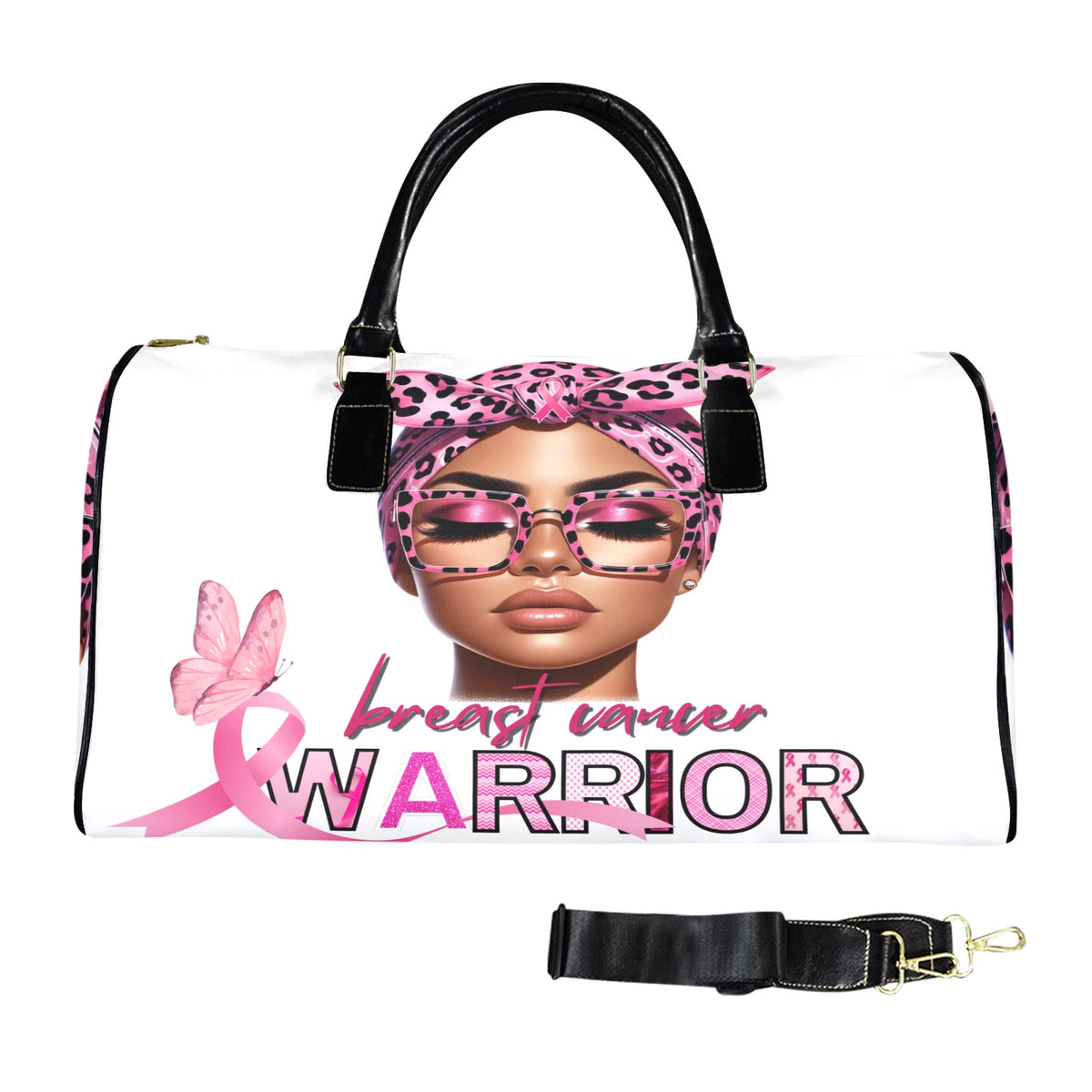 BREAST CANCER AWARENESS BLACK DUFFEL BAG