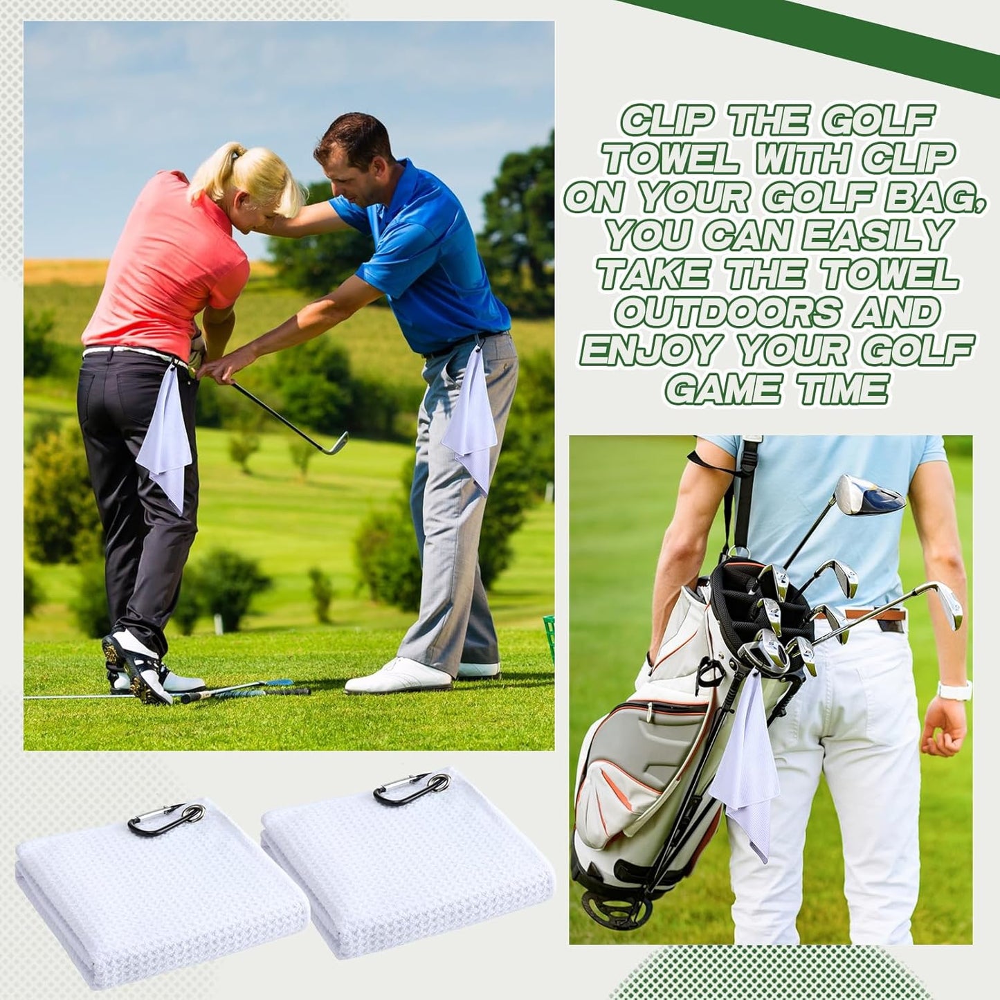 TRI-FOLD GOLF TOWEL WITH CLIP