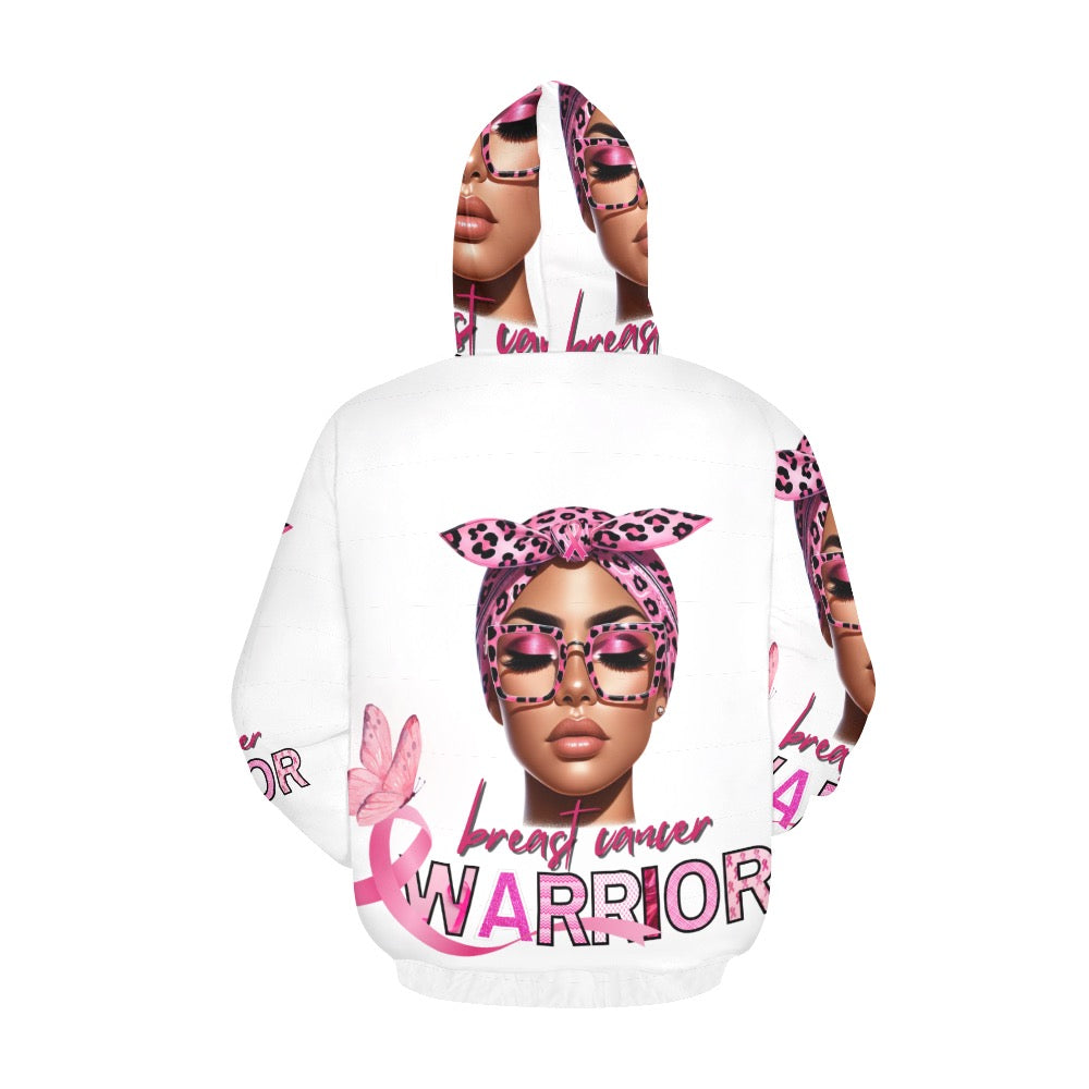 BREAST CANCER AWARENESS ALL OVER WHITE HOODIE