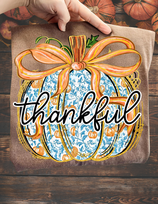 BLUE FLORAL PUMPKIN TEE