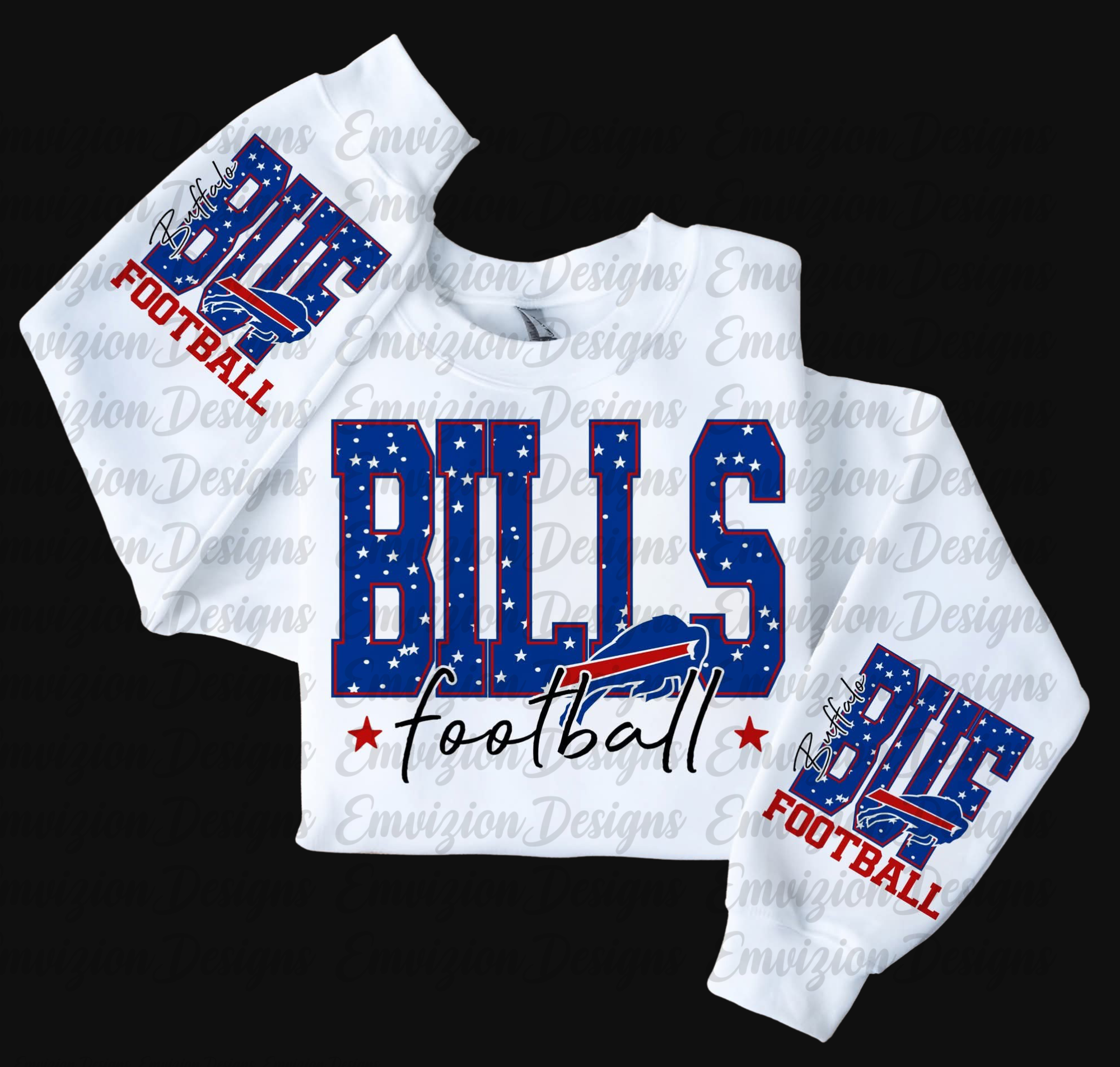 BUFFALO BILLS CREWNECK WITH SLEEVE DESIGNS