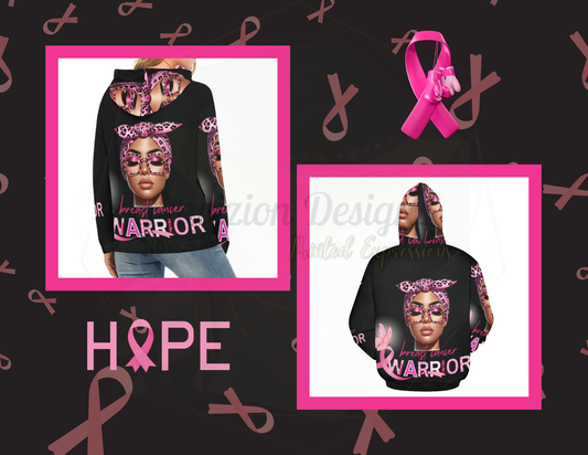 BREAST CANCER AWARENESS ALL OVER BLACK HOODIE