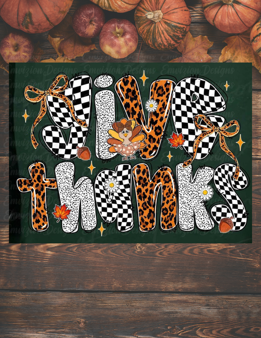 CHECKERED GIVE THANKS TEE