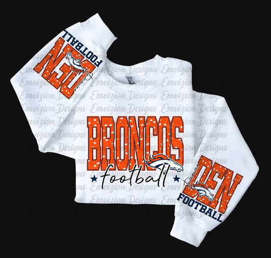 DENVER BRONCOS CREWNECK WITH SLEEVE DESIGNS