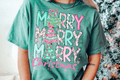 Short Sleeve Floral Merry Merry Xmas
