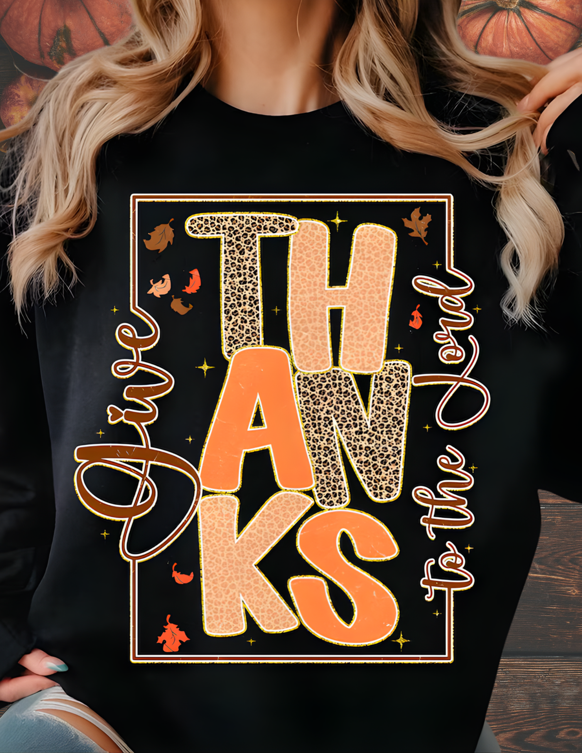 GIVE THANKS CHEETAH CREWNECK