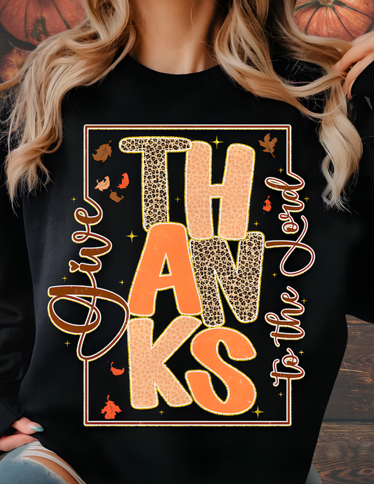 GIVE THANKS CHEETAH CREWNECK
