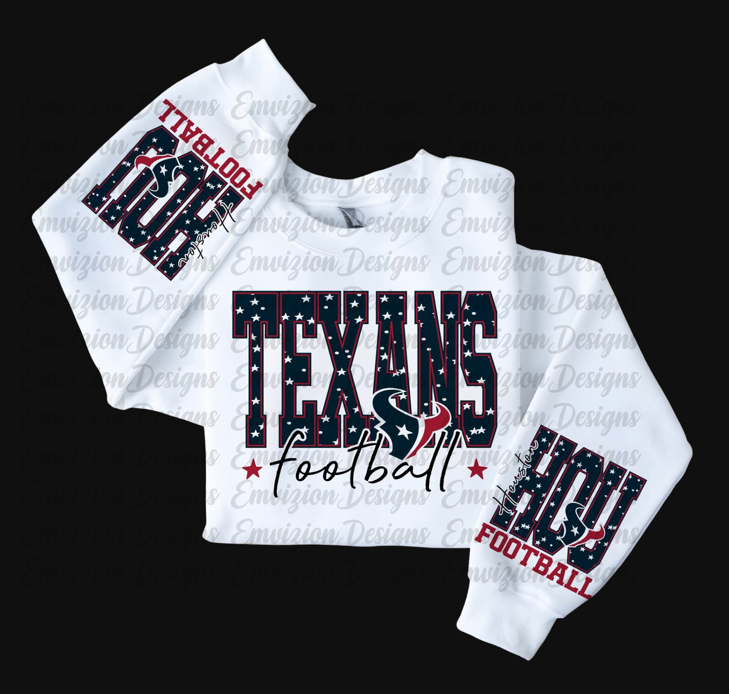 HOUSTON TEXANS CREWNECK WITH SLEEVE DESIGNS