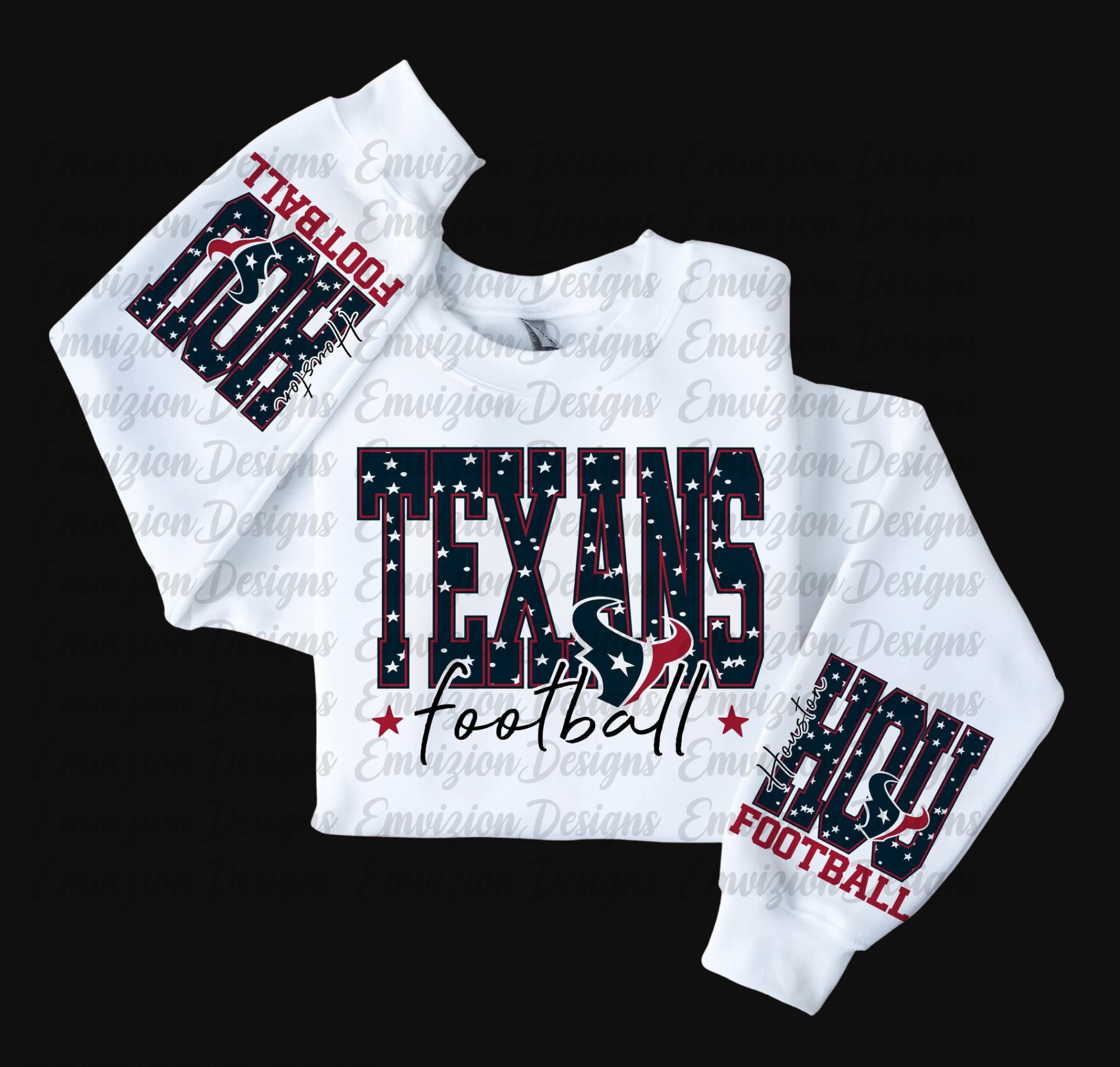 HOUSTON TEXANS CREWNECK WITH SLEEVE DESIGNS