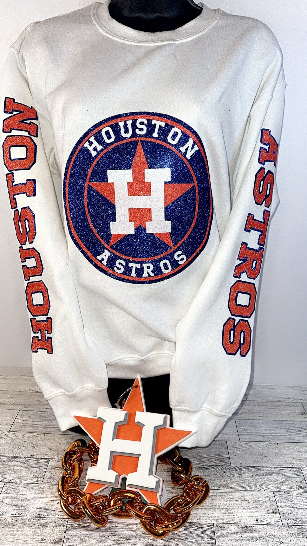 HOUSTON ASTROS GLITTER SWEATER