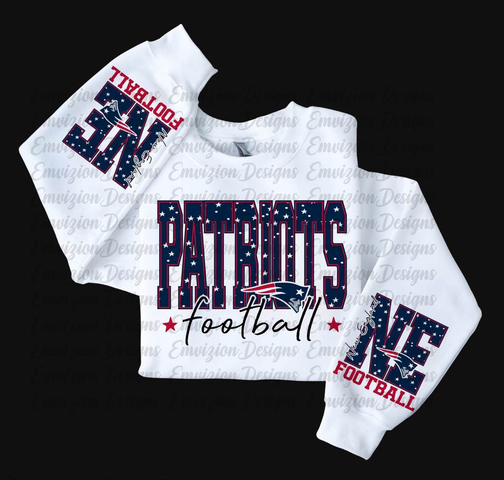 NEW ENGLAND PATRIOTS CREWNECK WITH SLEEVE DESIGNS
