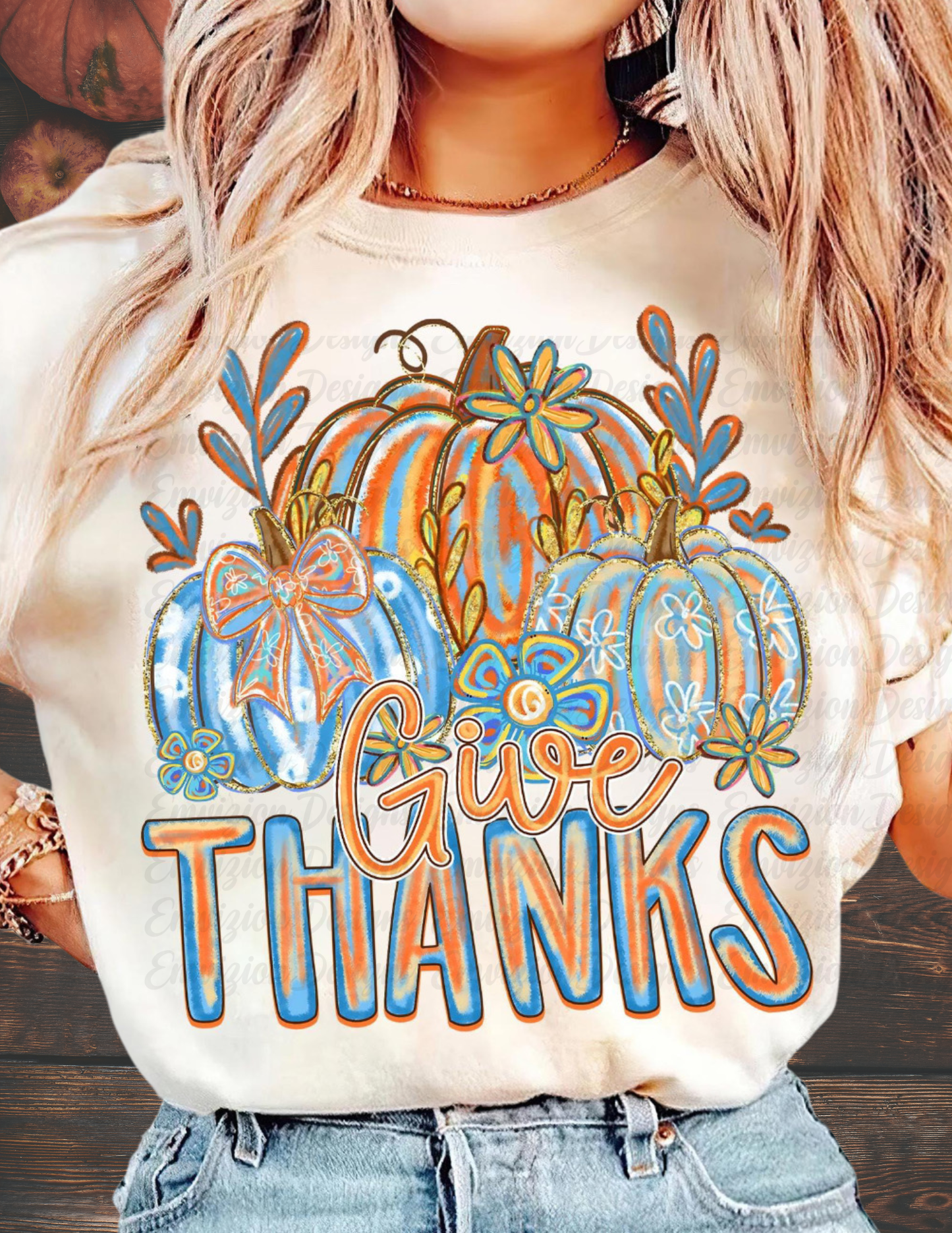 ORANGE BLUE PUMPKIN TEE