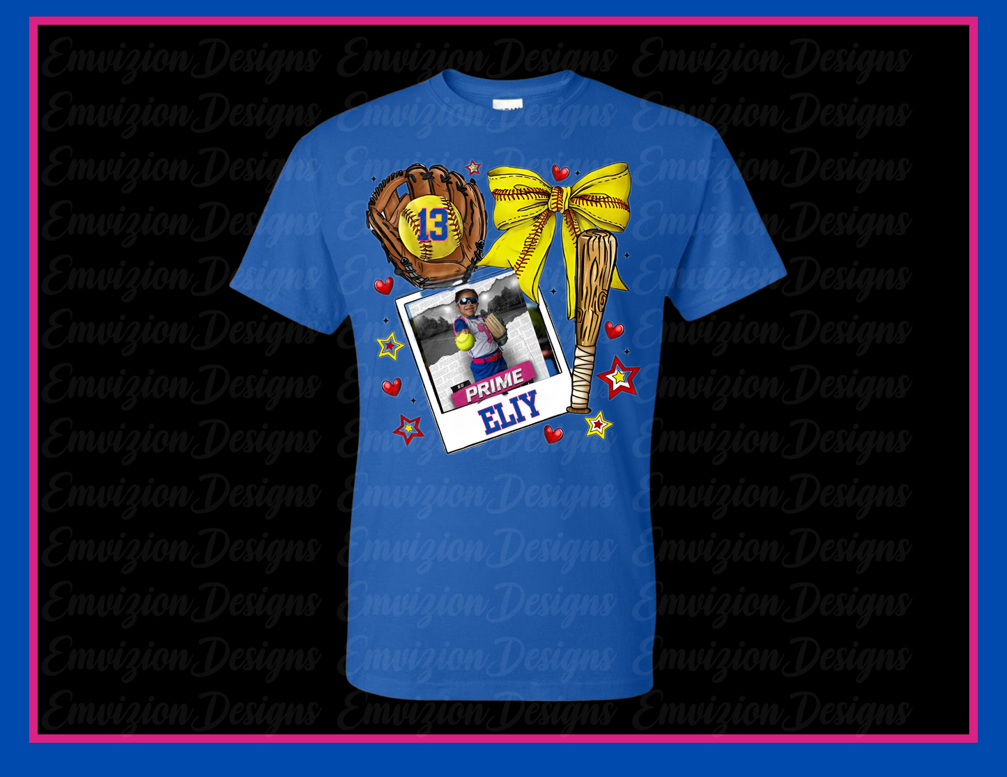 Blue Polaroid with Hearts