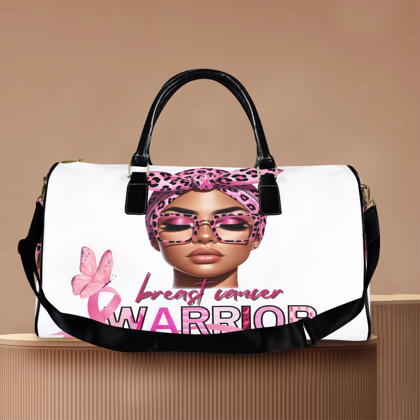 BREAST CANCER AWARENESS BLACK DUFFEL BAG