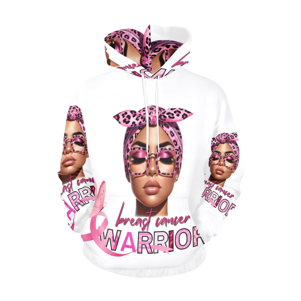 BREAST CANCER AWARENESS ALL OVER WHITE HOODIE